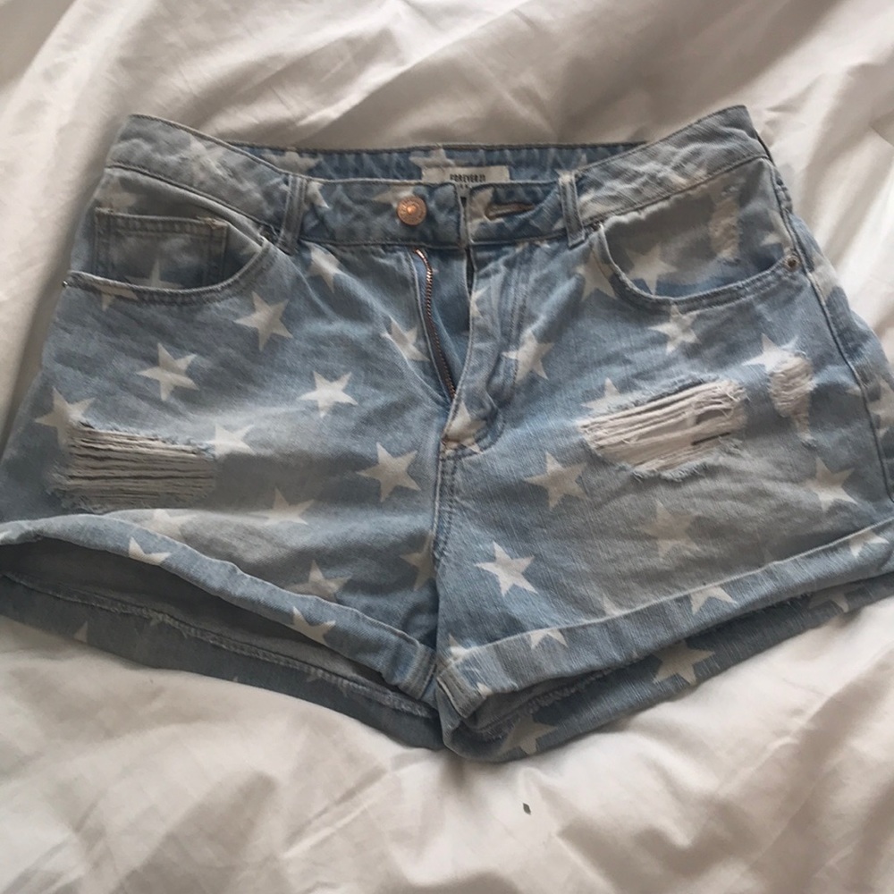 Distressed/ faded /star high waisted shorts